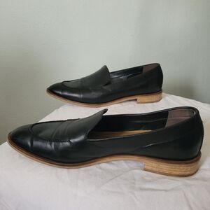 Everlane Black Leather Women's Loafers with Natural Wood-Effect Sole